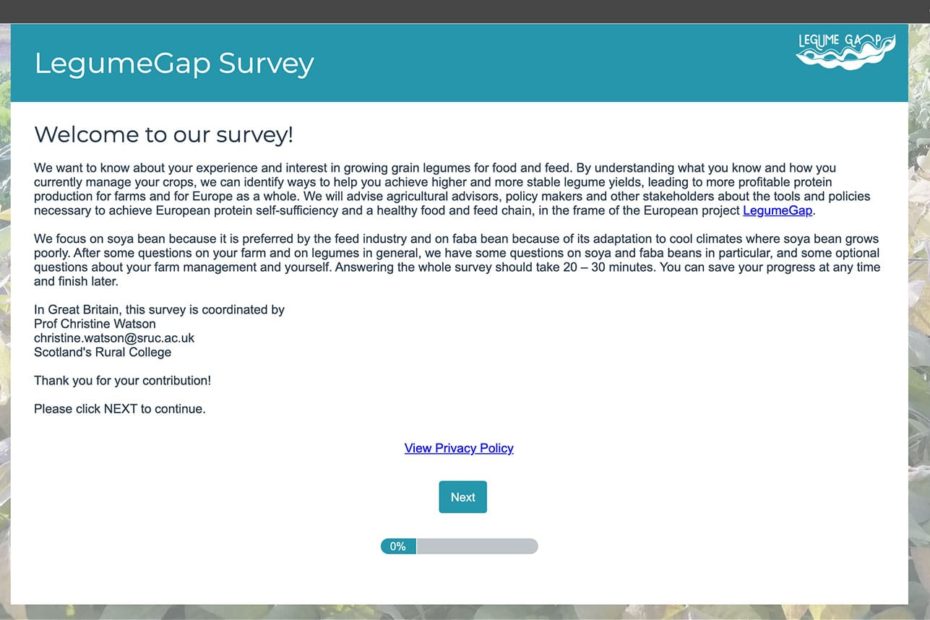 Legume Gap Survey
